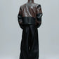 Embroidered Cropped Stand-up Collar Leather Jacket