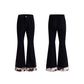 【25s Aug.】Black Flared Two-Layer Pants with Cow Print Panels