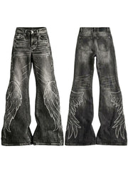 【26s Apr.】Distressed Wing Patch Flared Pants