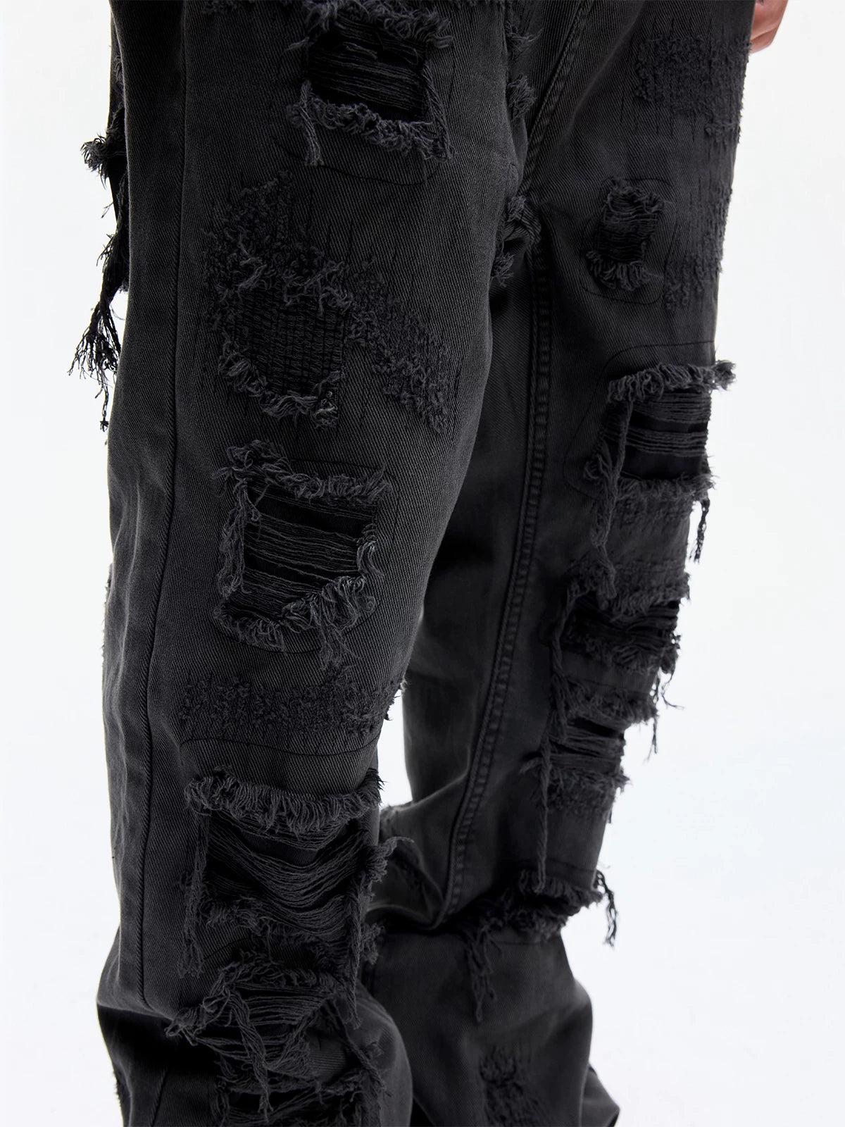 Distressed Raw Hem Slim Straight Jeans