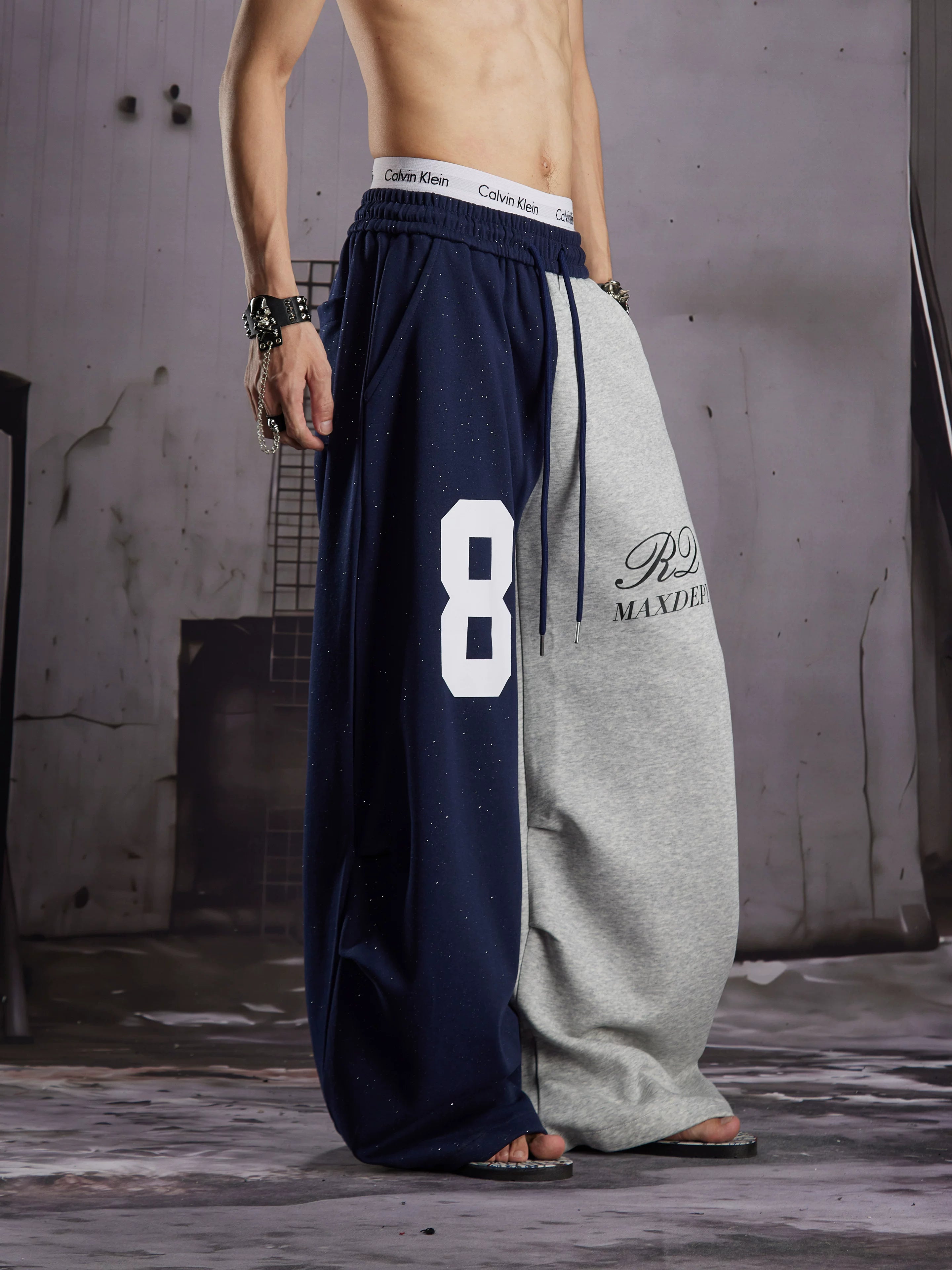 Black Red Contrast Jersey Sweatpants