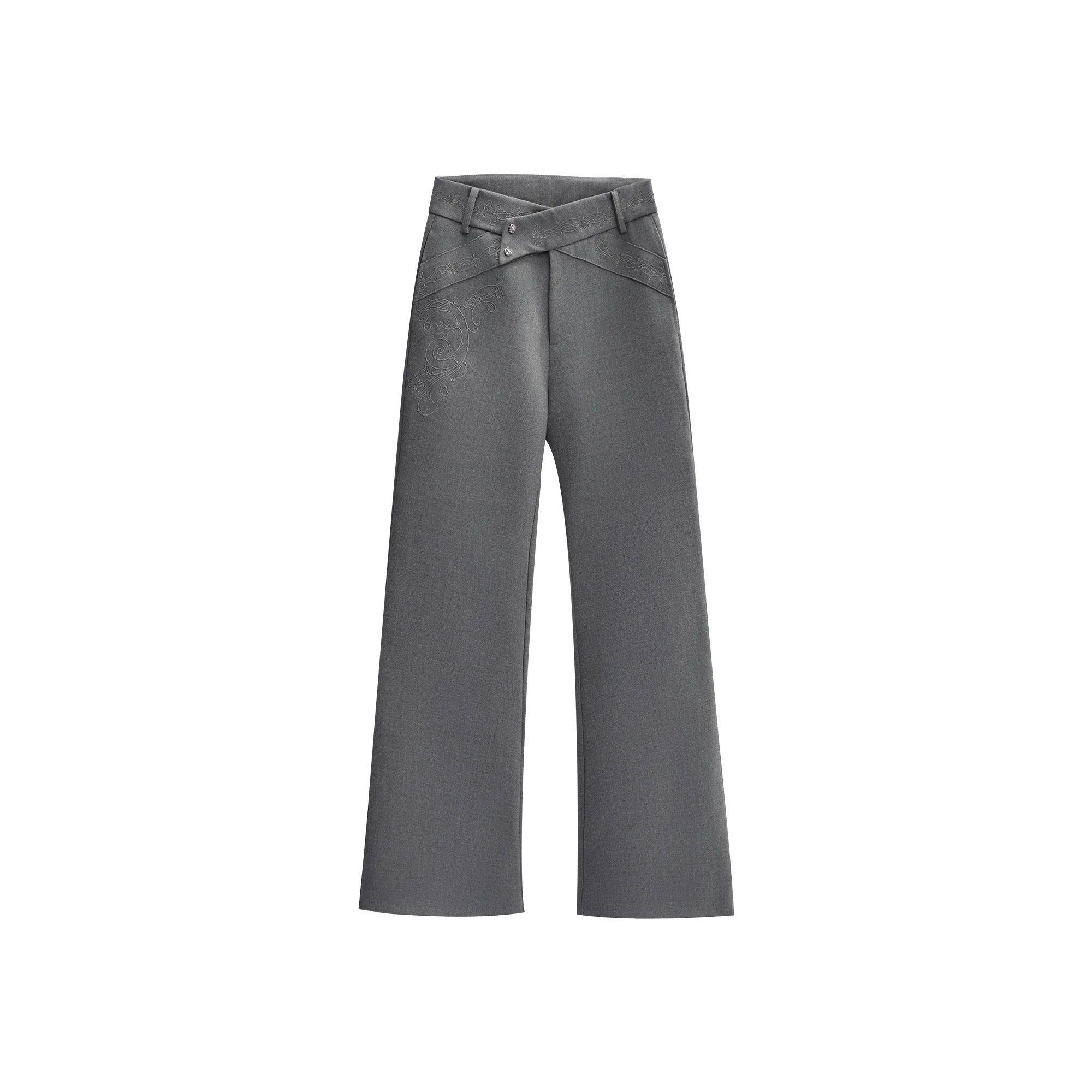 Cross-Over Embroidered Flared Trousers
