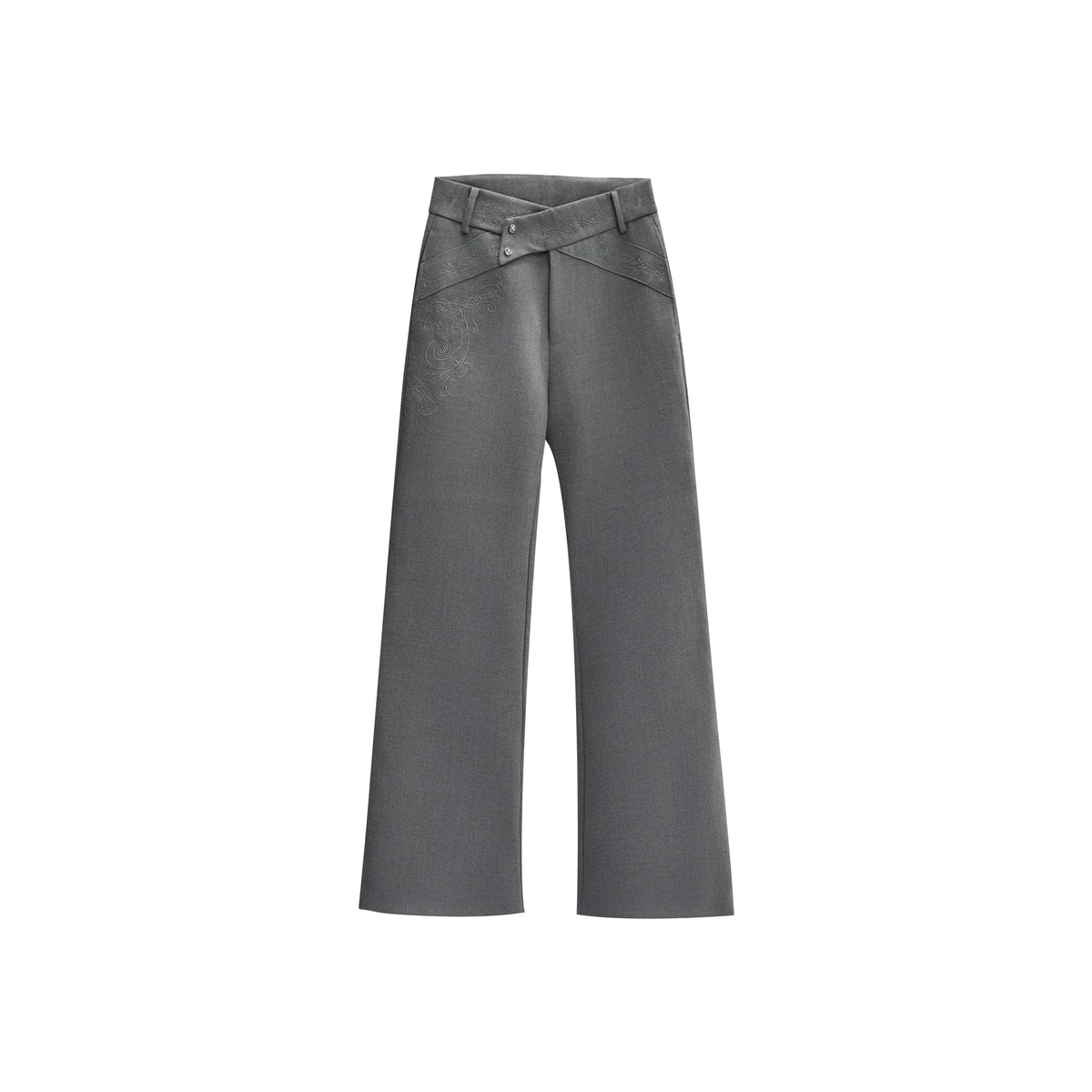 Cross-Over Embroidered Flared Trousers