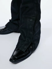 Waxed Black Flared Jeans