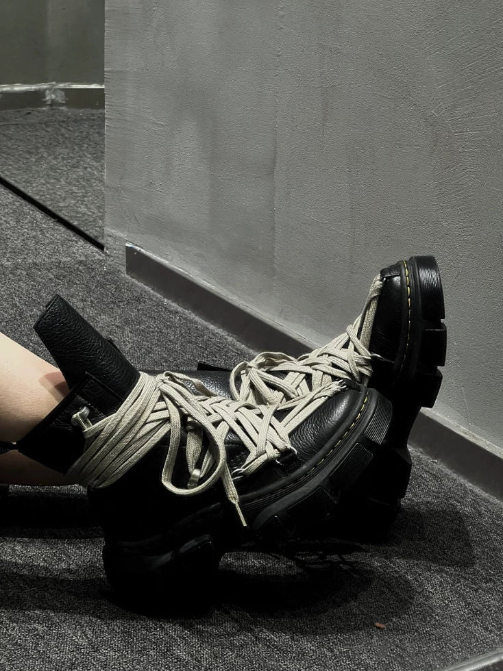 Lace-Up Platform Biker Combat Ankle Boots