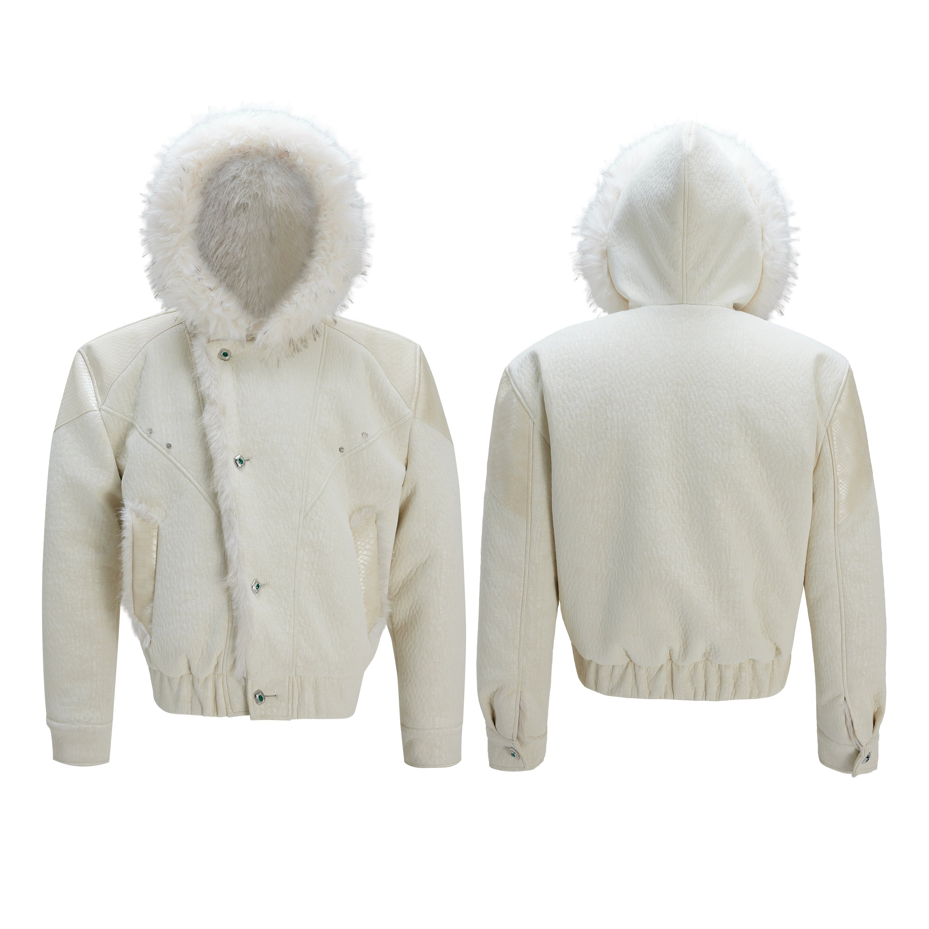 【25s Nov.】Patchwork Color-blocked Faux Mink Fur Hooded Jacket