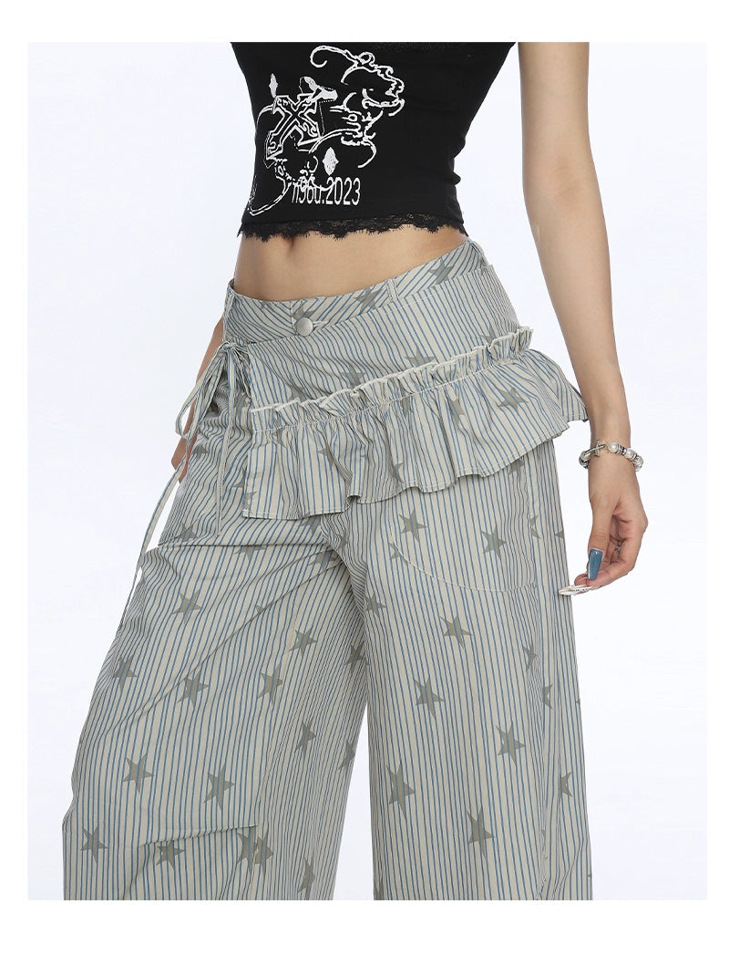 【25s Nov.】Striped Star Print Cargo Pants