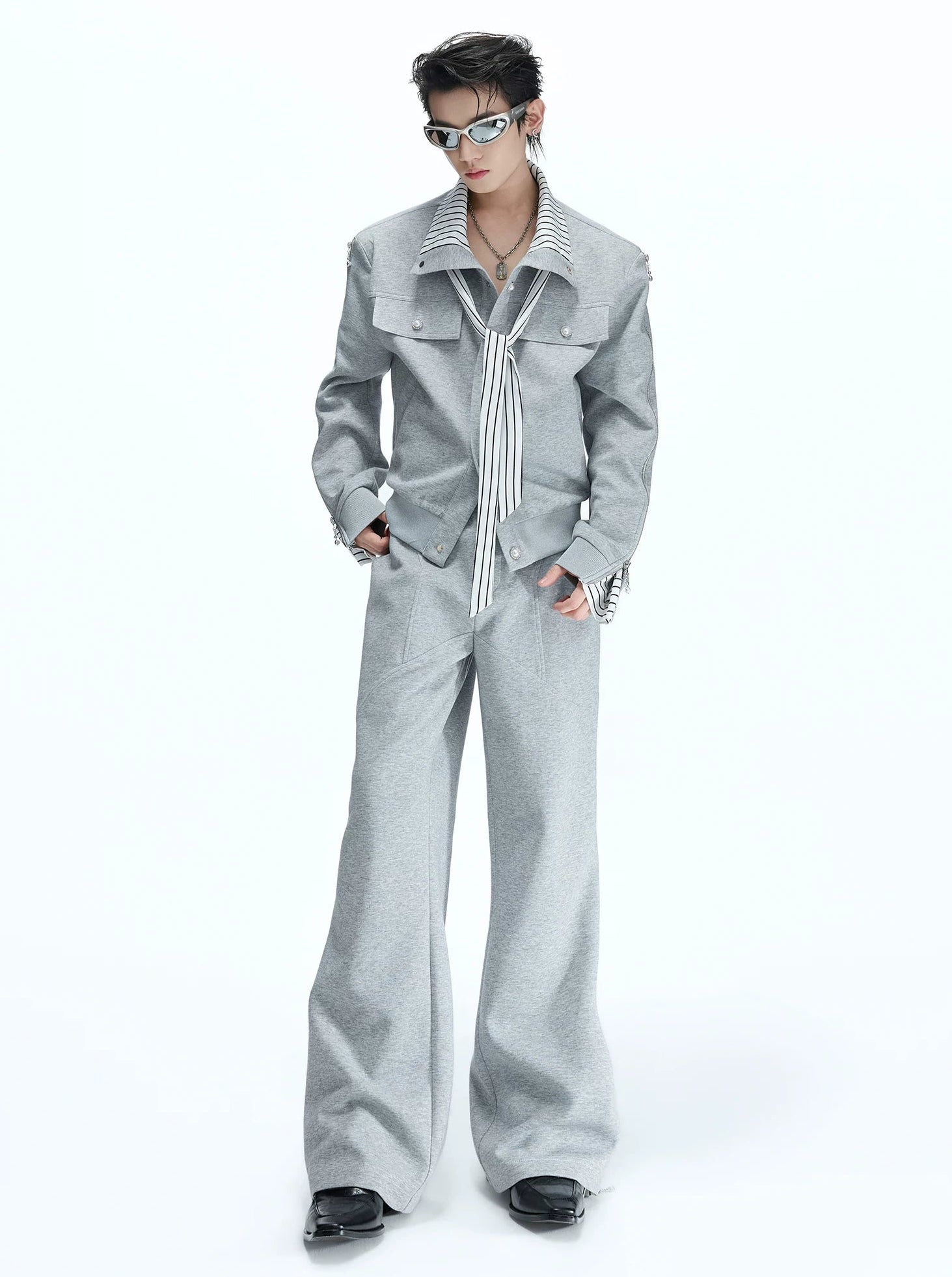 Striped Ribbon Layered Track Top / Pants