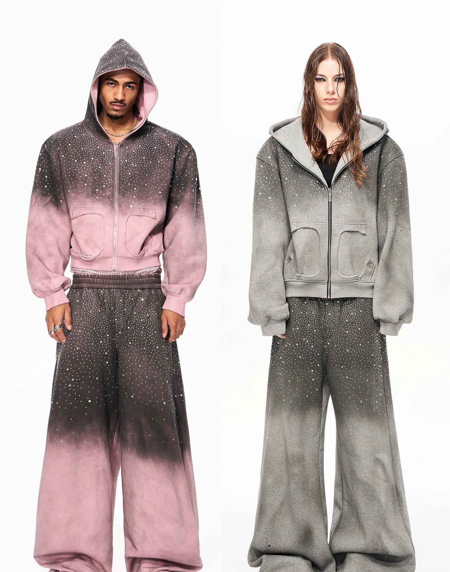 【25s Nov.】Stellar Rhinestone Thick Hooded Sweatshirt/Pants