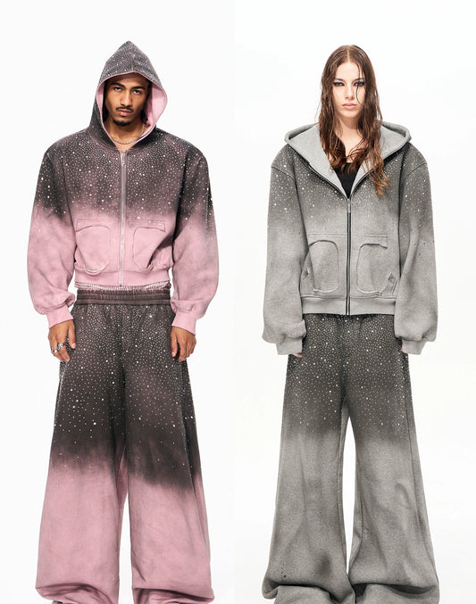 【25s Nov.】Stellar Rhinestone Thick Hooded Sweatshirt/Pants