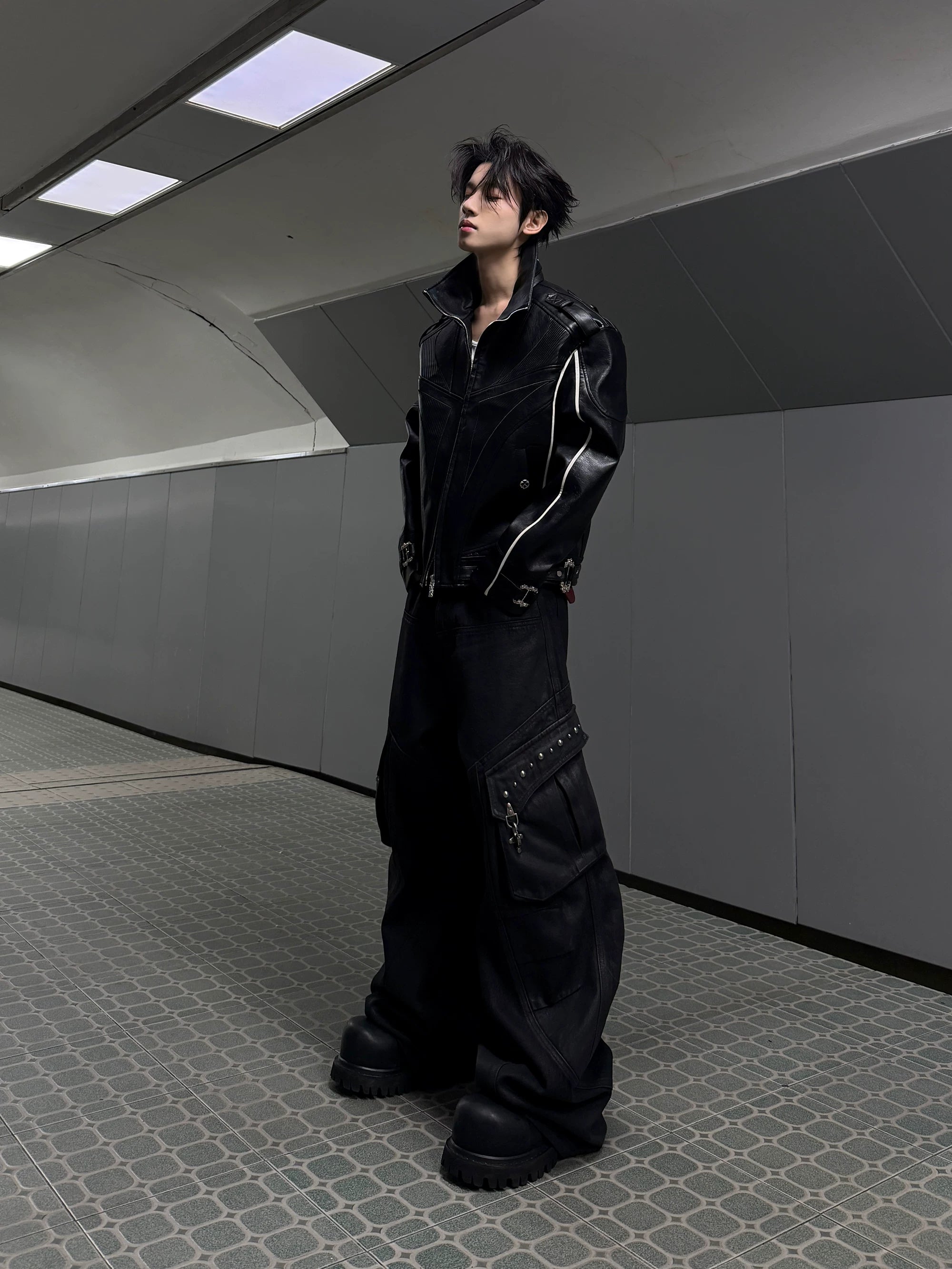 【26s Mar.】Waxed Curved Cargo Denim Pants