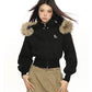 【25s Nov.】Detachable Fur Collar Hooded Short Jacket