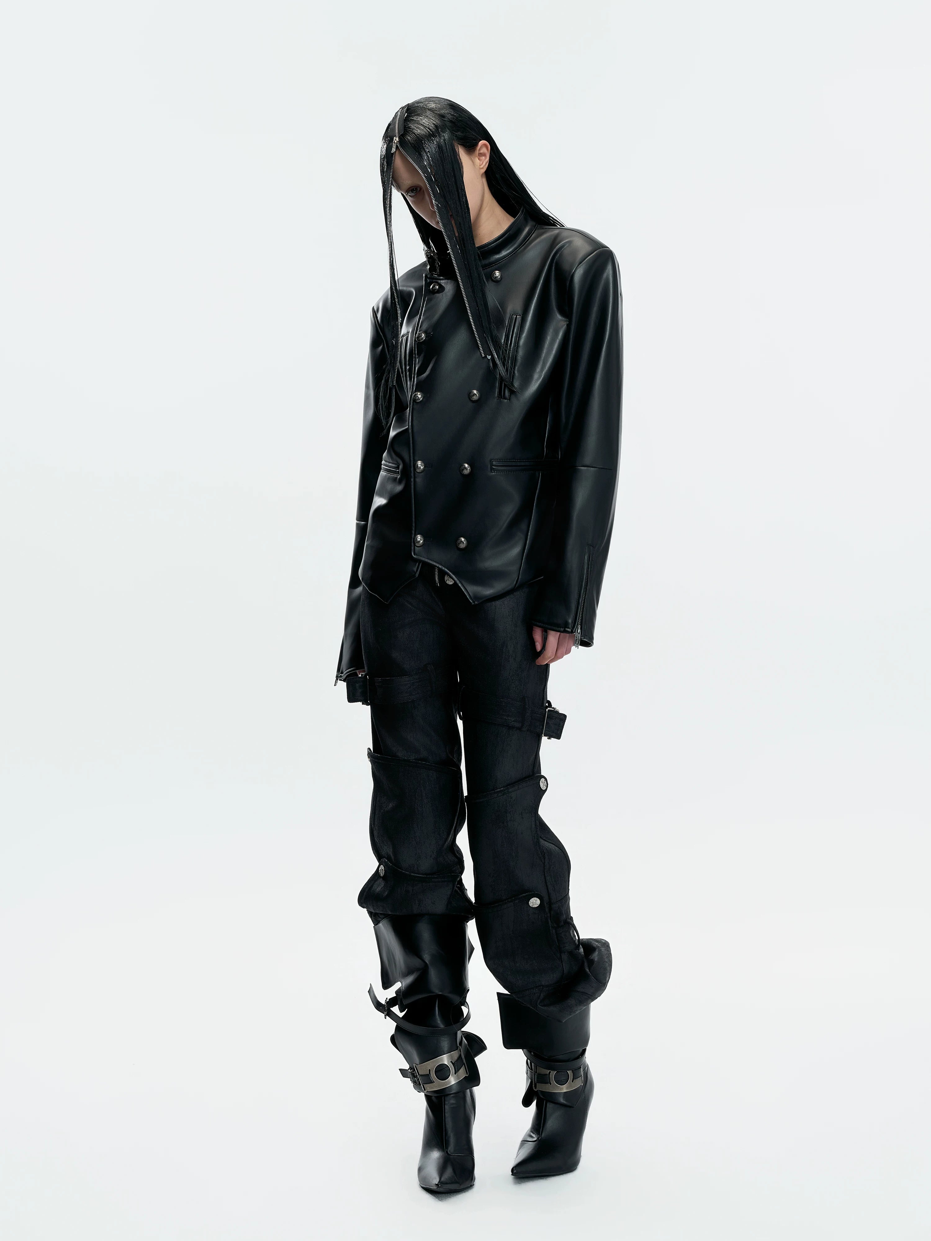【26s Mar.】Napoleon Double-Breasted Leather Jacket