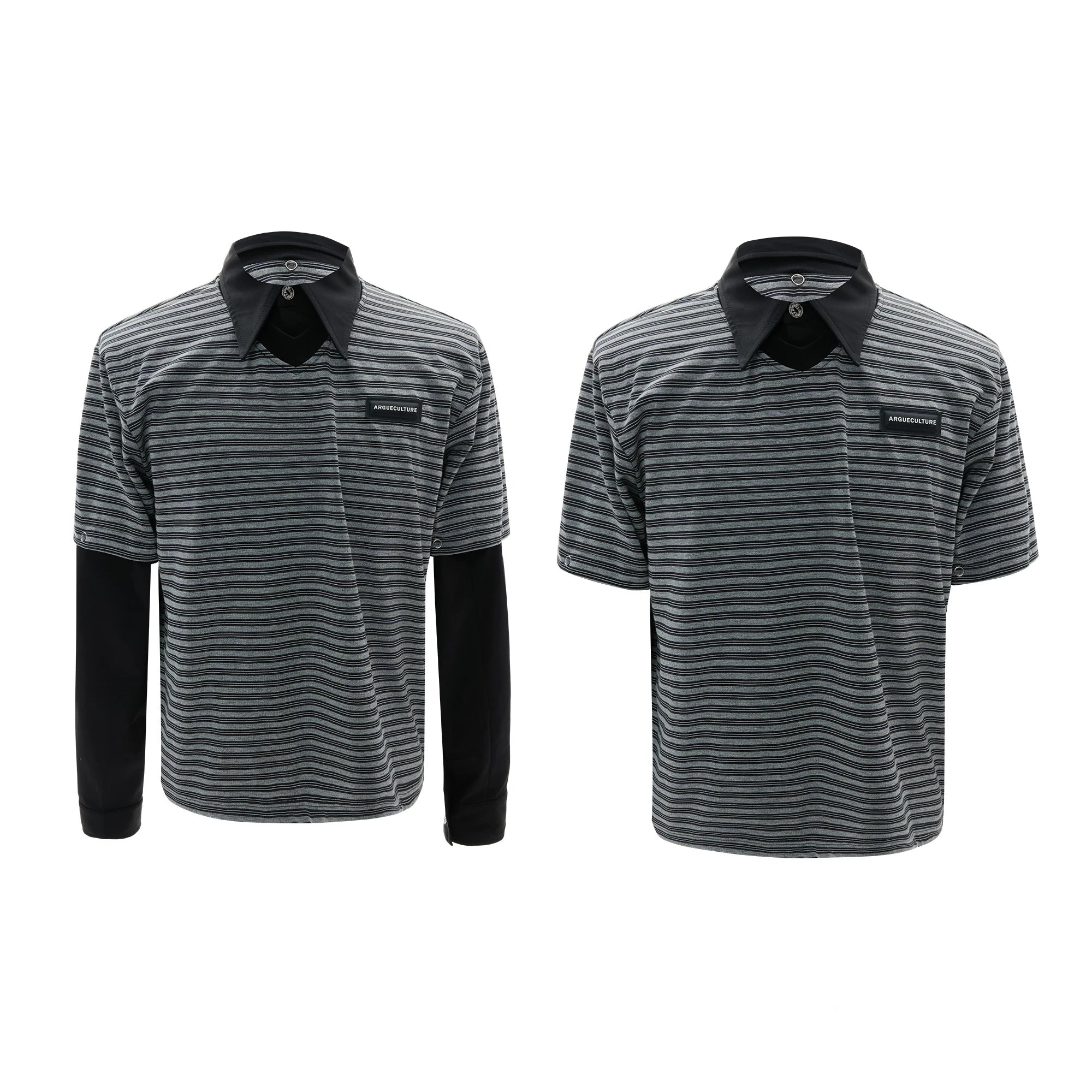 【26s Apr.】Contrast Stripe Convertible Layered Polo Shirt