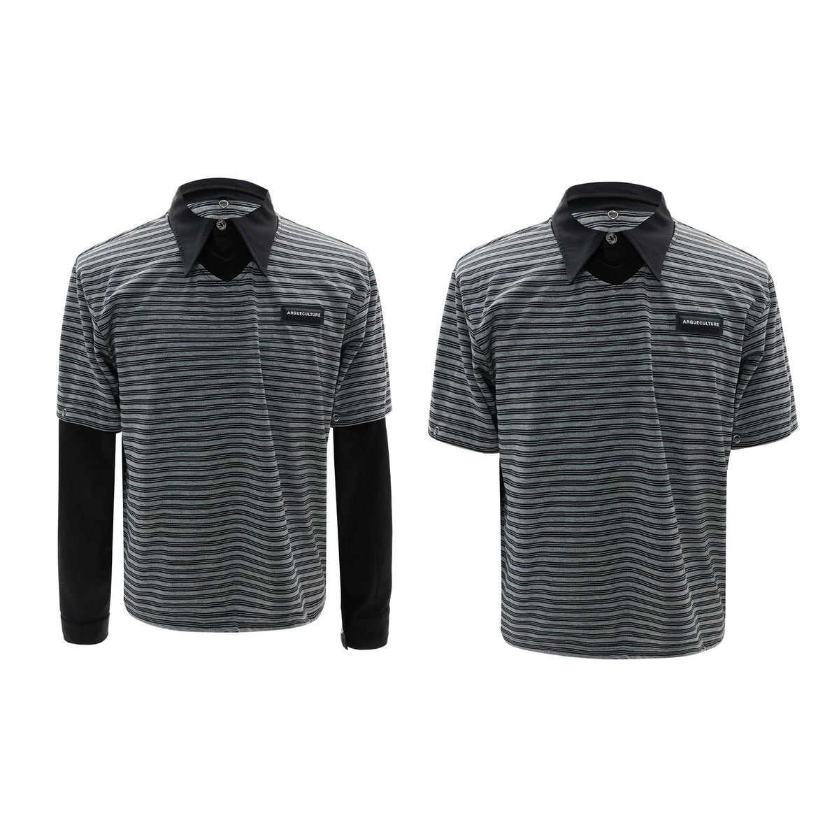 【26s Apr.】Contrast Stripe Convertible Layered Polo Shirt
