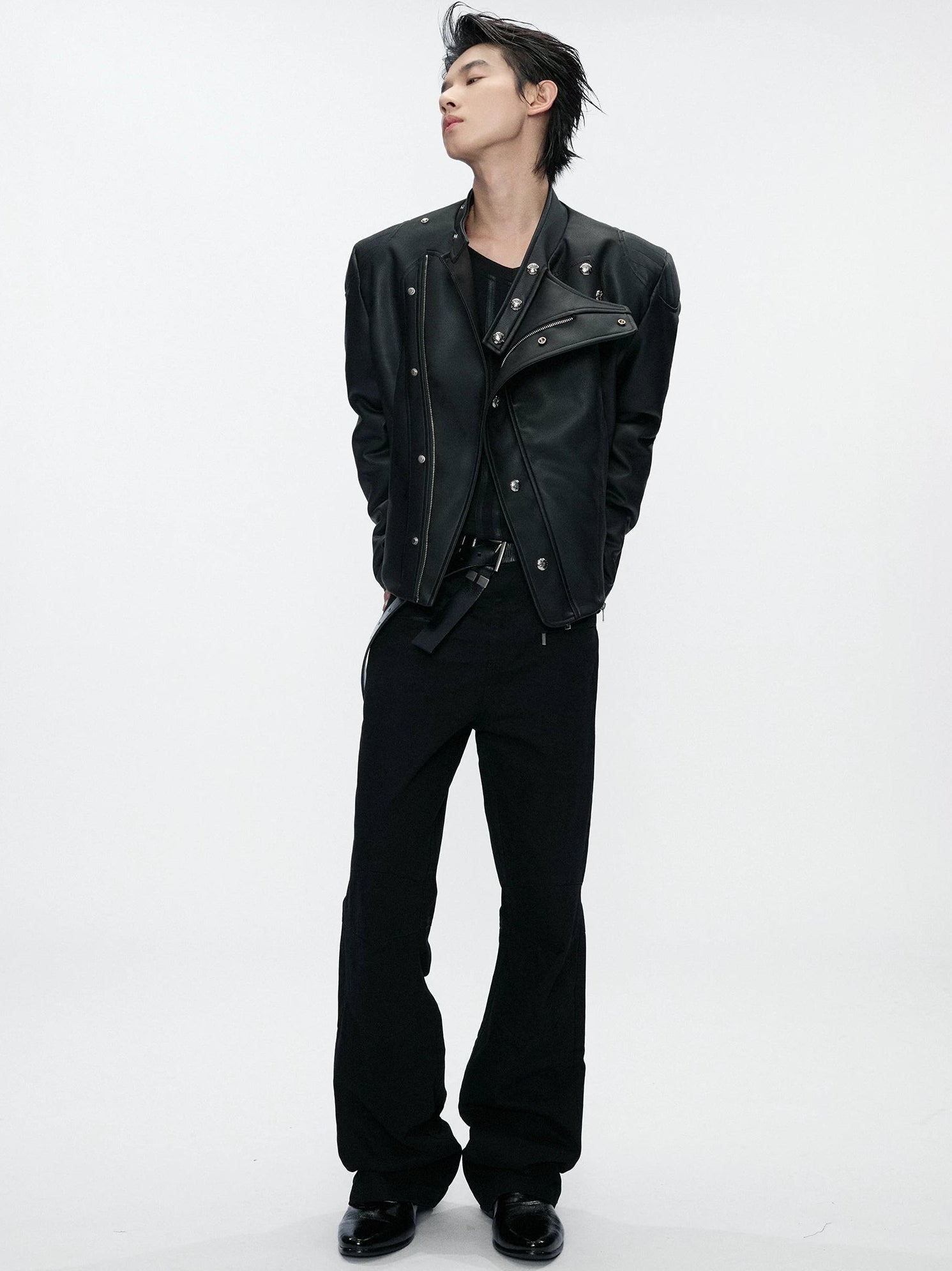Slim Asymmetric Zip Faux Fur Jacket
