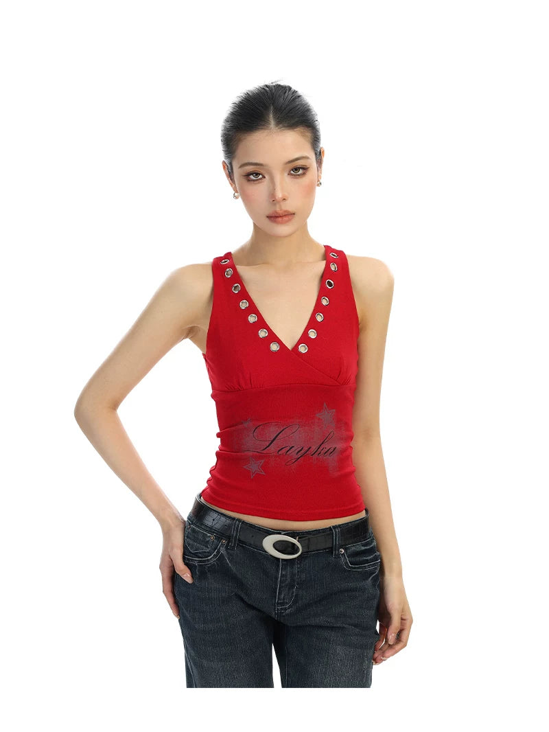 【26s Feb.】American Star Print Cropped Cami Tank Top