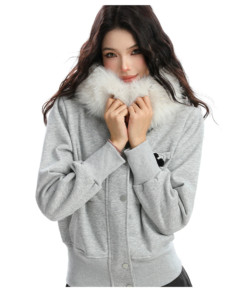 【25s Nov.】Detachable Fur-trimmed Camouflage Hooded Jacket