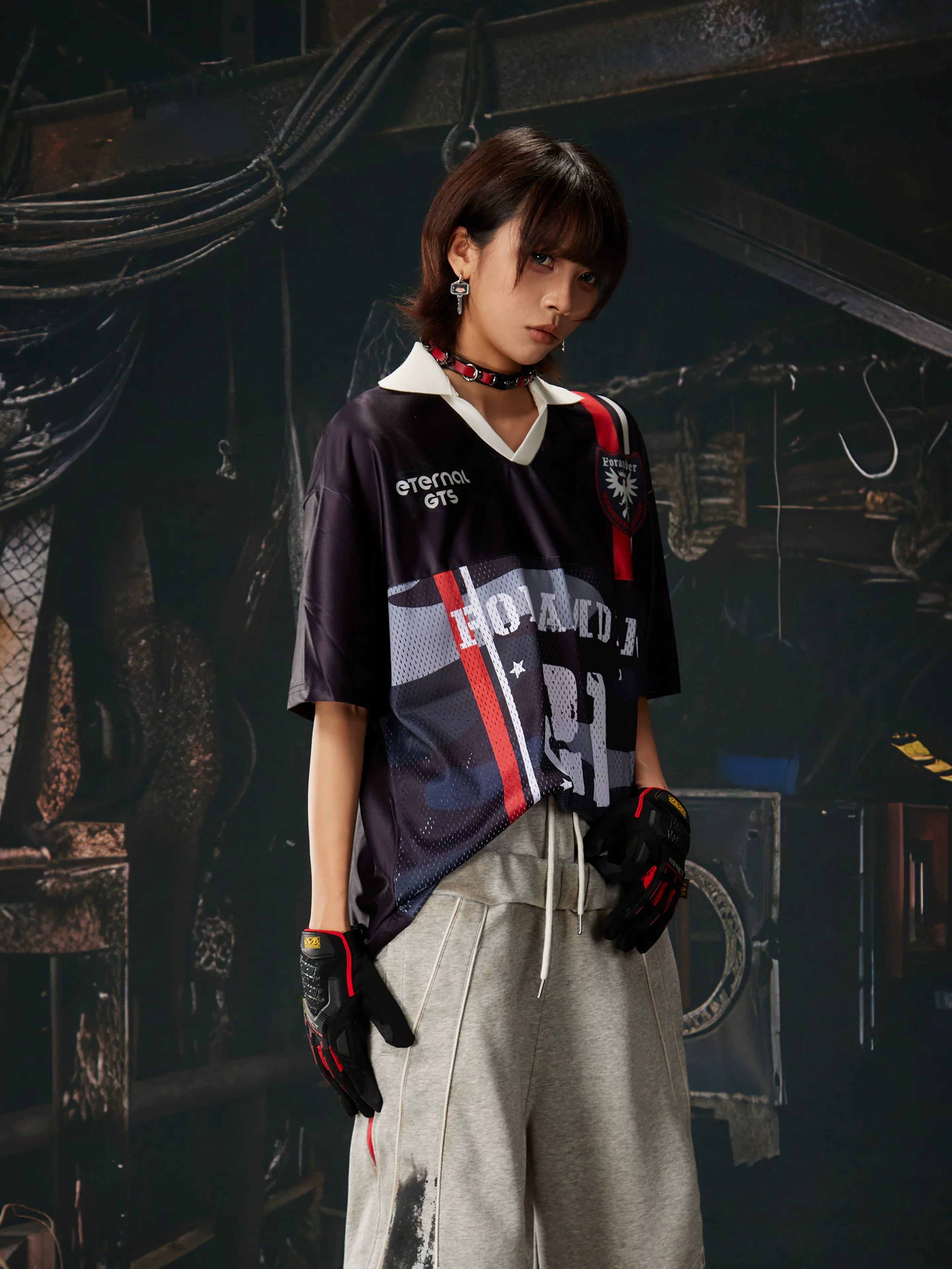 Number Print Contrast Jersey Tee