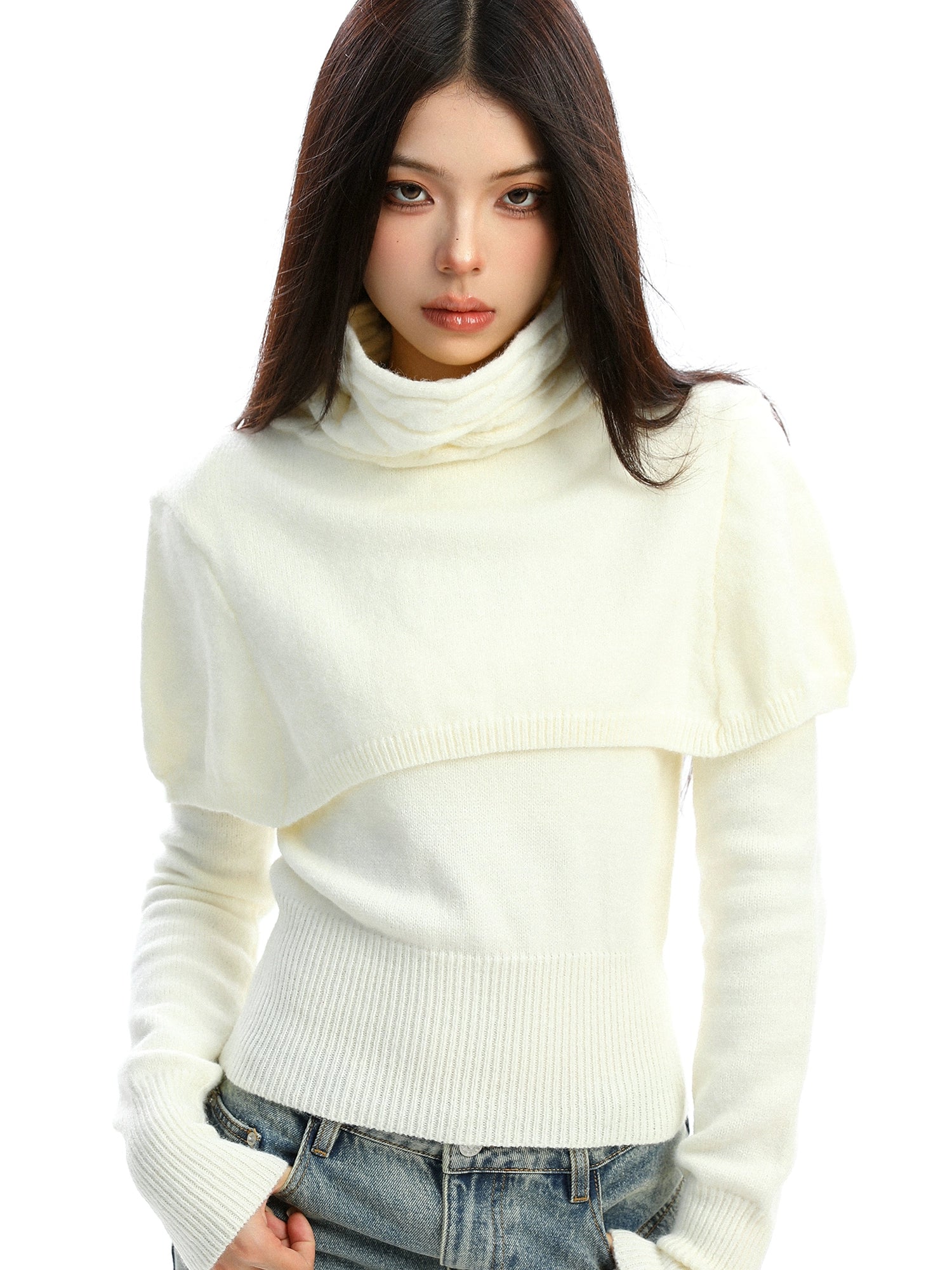 【25s Dec.】Detachable Cape Shawl Sweater