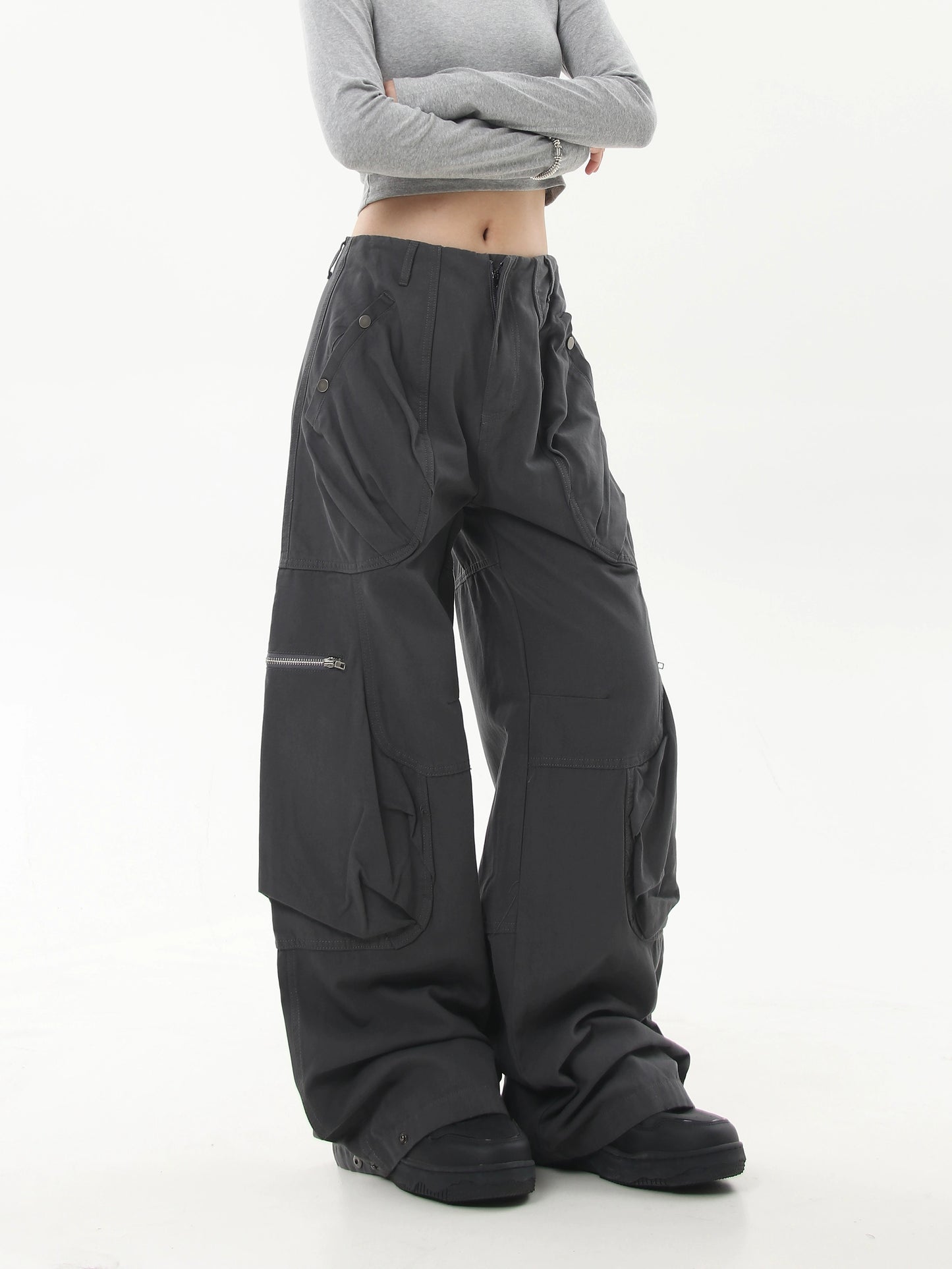 【25s Jul.】Vintage Deconstructed Multi-Pocket Wide-Leg Pants