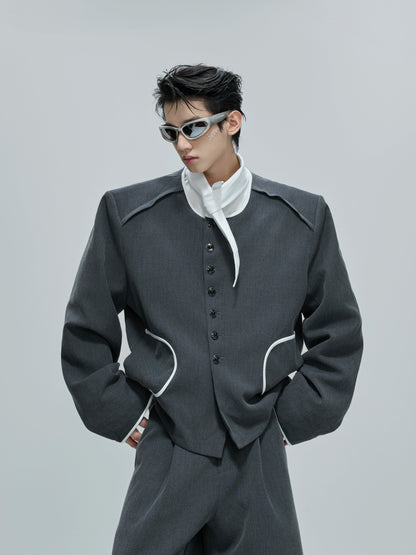 【25s Oct.】Contrast Color Elegant Chanel Style Jacket/Scimitar Pants