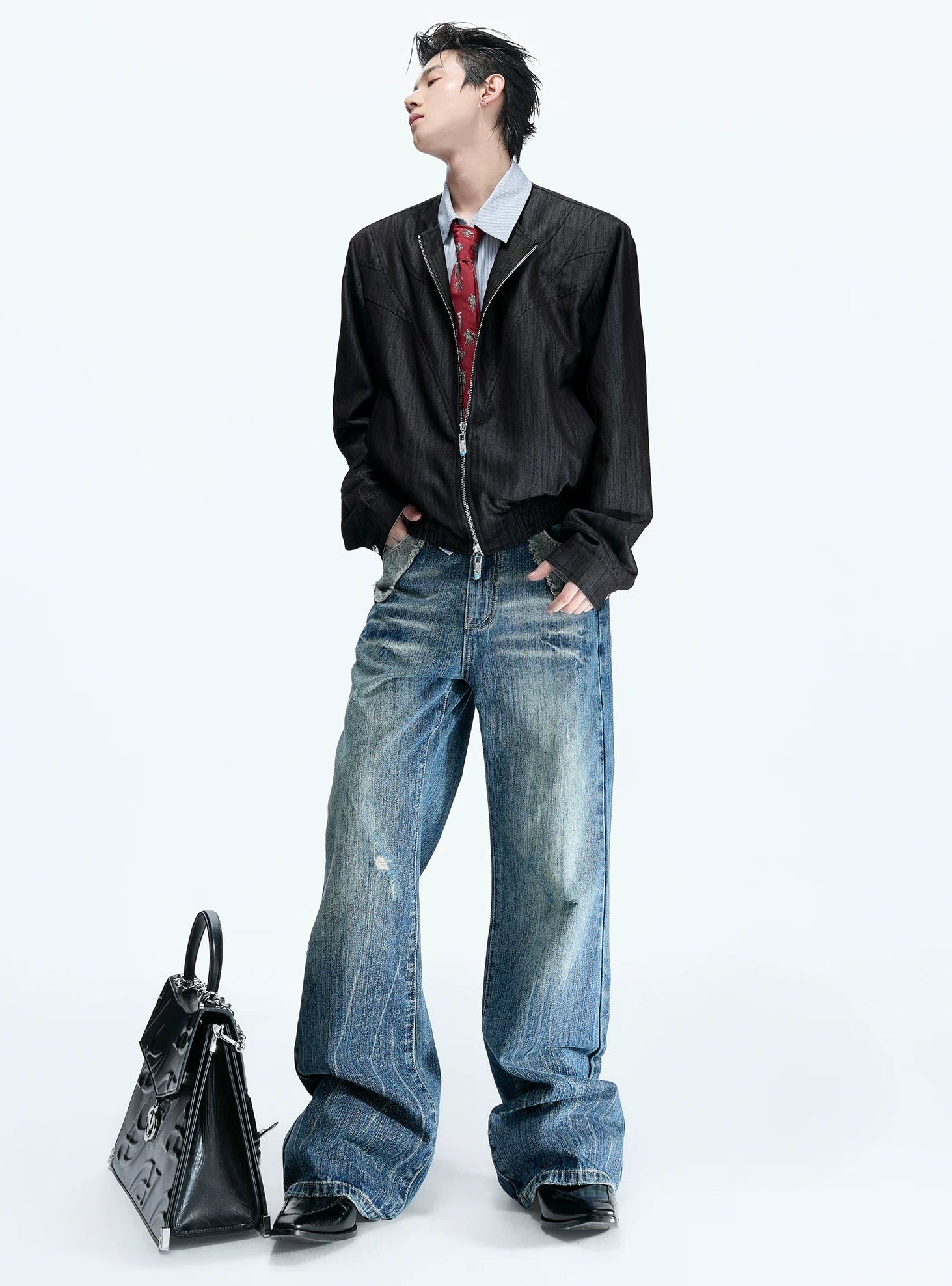Pearlescent Striped Layered Shirt Jacket
