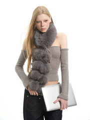 Faux Fox Fur Pom-pom Scarf