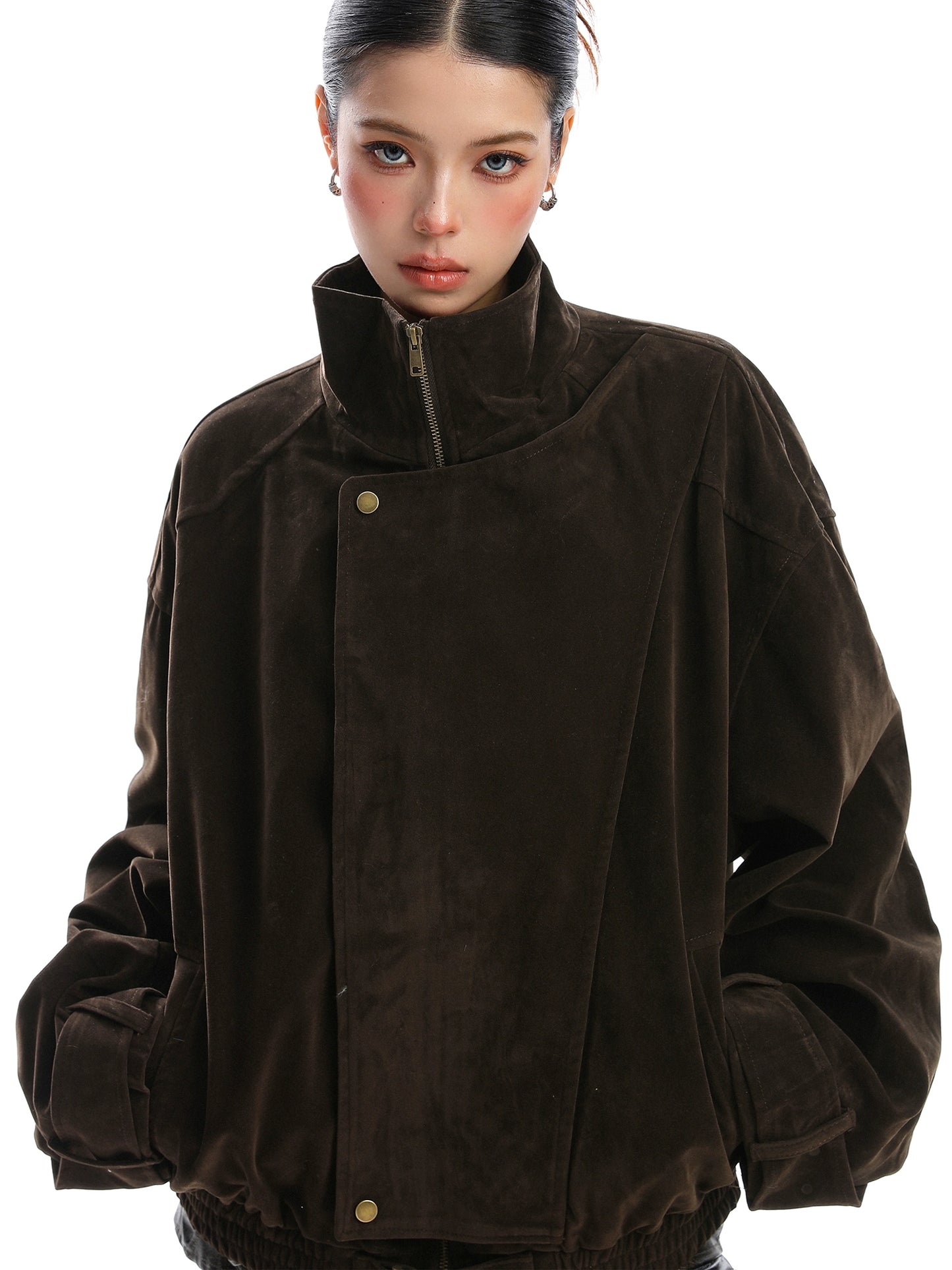 【25s Nov.】Suede Deconstructed Stand-up Collar Coat