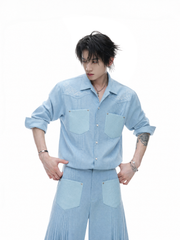 Embroidered Pleated Relaxed Shirt / Pants