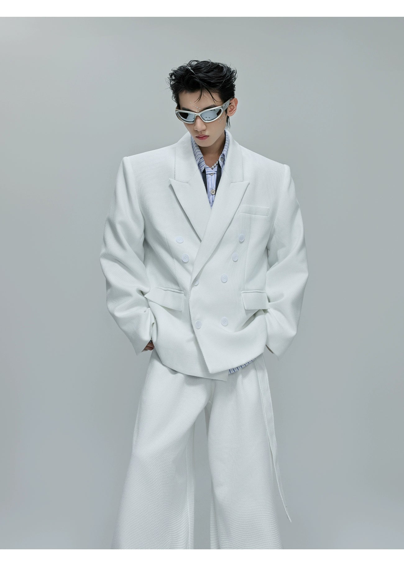 【25s Oct.】Elegant Pearl Honeycomb Design Suit Jacket/Pants