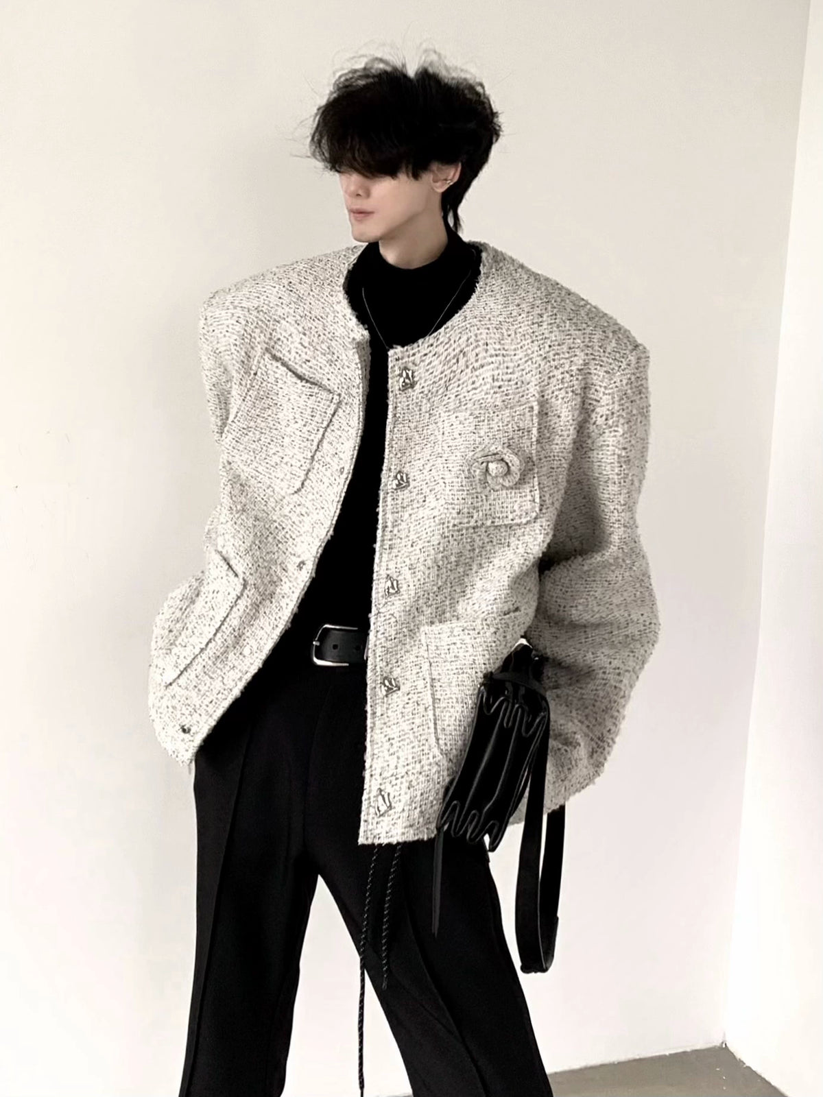 【25s Sep.】Tweed Rose Brooch Chanel Style Jacket