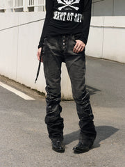 Cracked Washed Curved Skinny Jeans