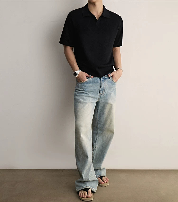 Ice Silk Knit Polo Shirt