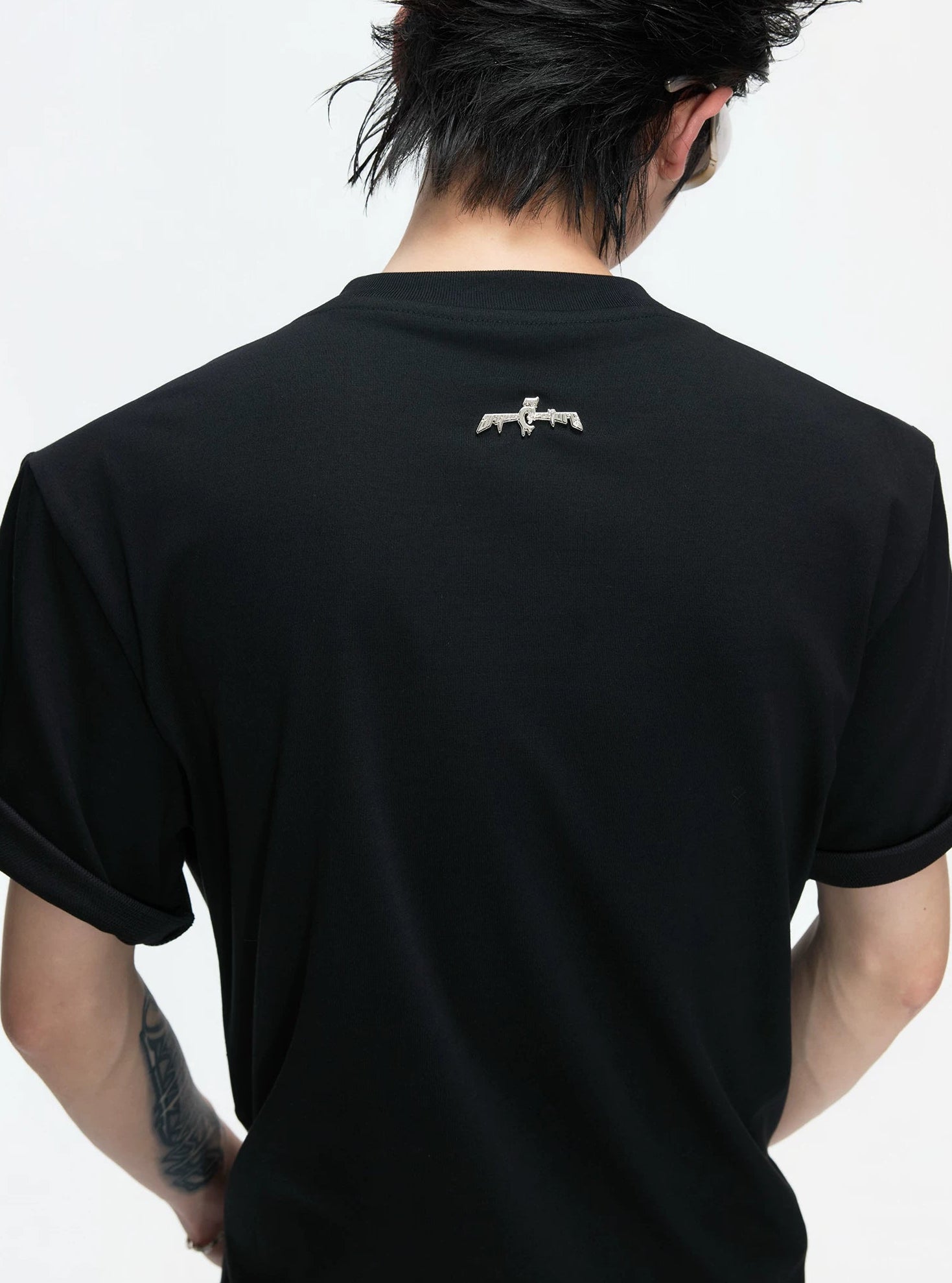 【26s May】Pleated Studded Boxy V-Neck Mesh Lined Tee