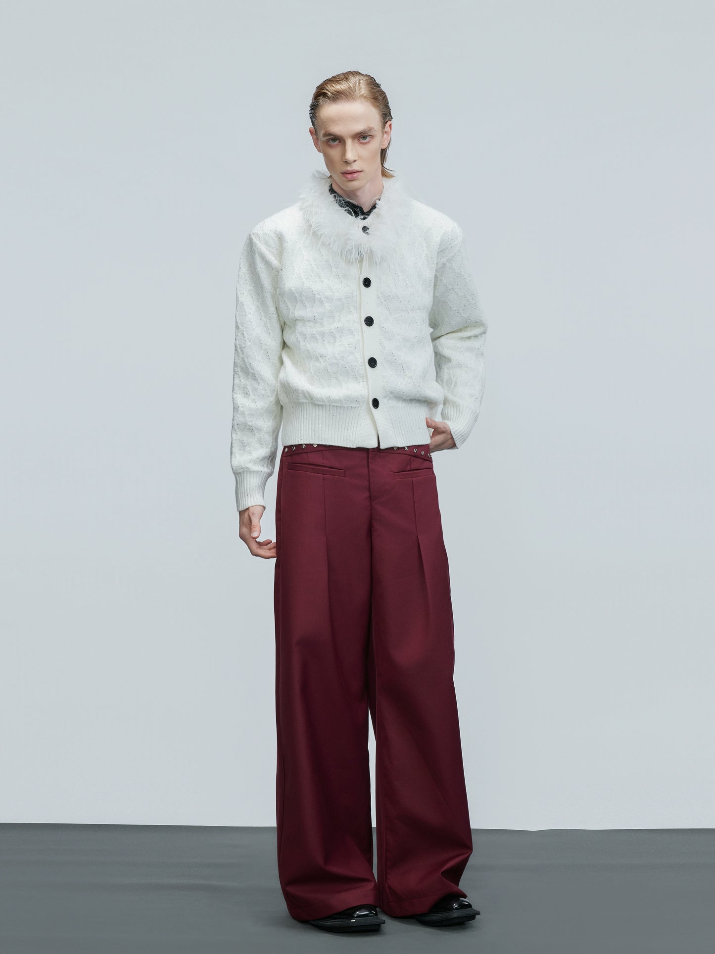 【25s Nov.】Fine Glitter Textured Cable Knit Sweater