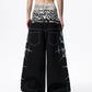 Hand-painted Thorn Leopard Print Double Waistband Jeans