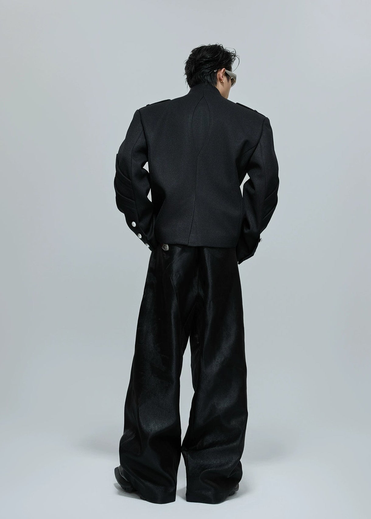 Stand-up Collar Stacked Panel Blazer