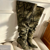 Dead Branches Camouflage Long High-heeled Boots