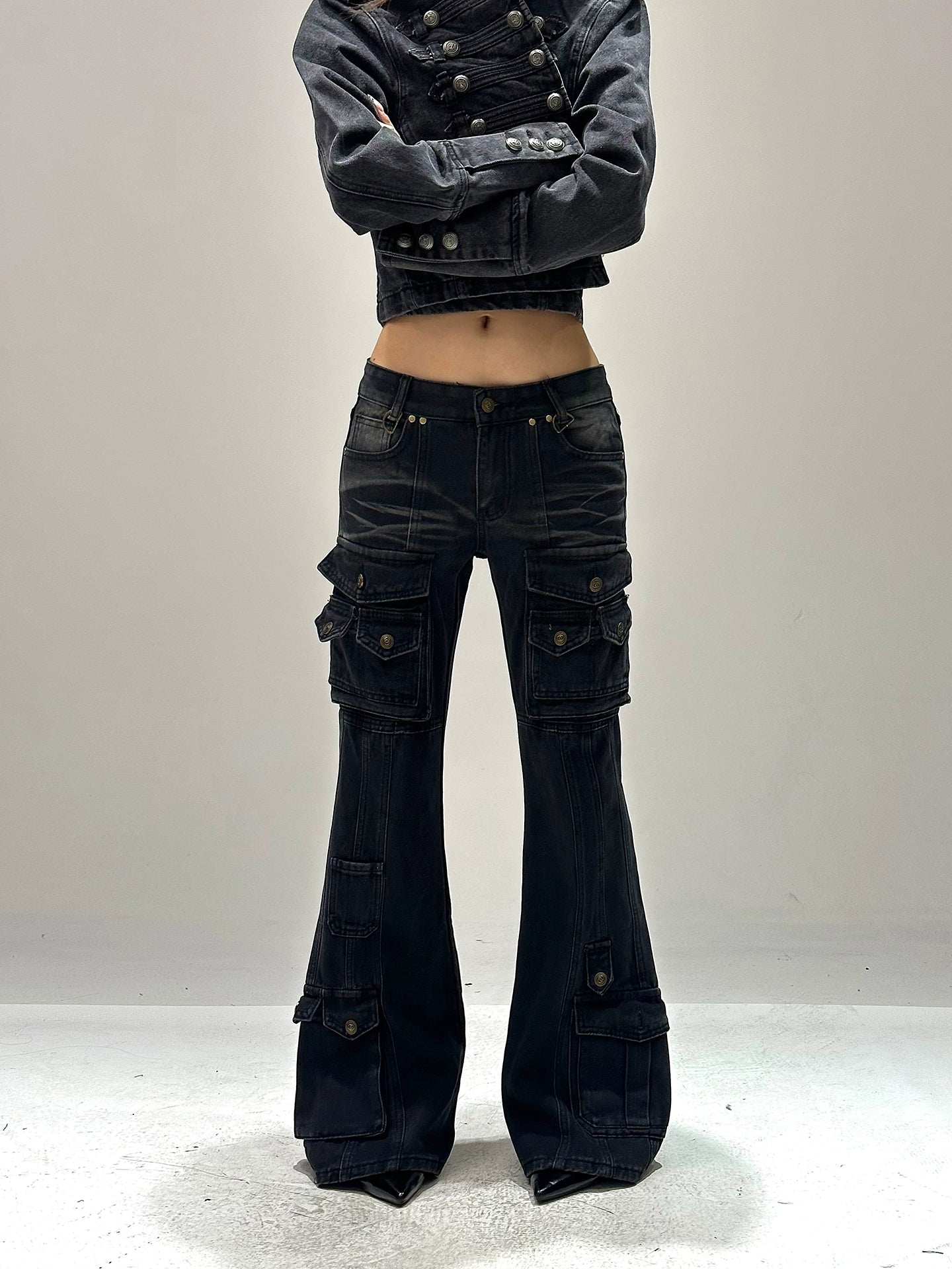 【25s Sep.】Retro Multi-pocket Hottie Low-rise Bootcut Jeans