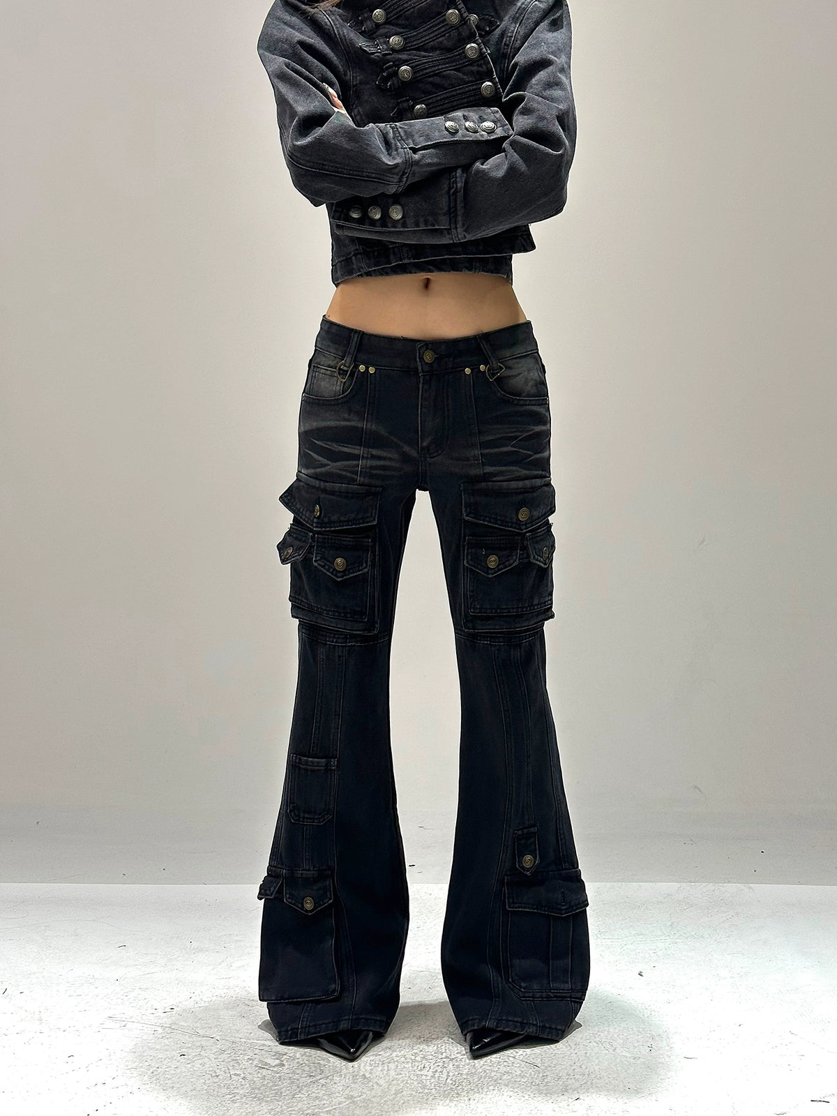 【25s Sep.】Retro Multi-pocket Hottie Low-rise Bootcut Jeans