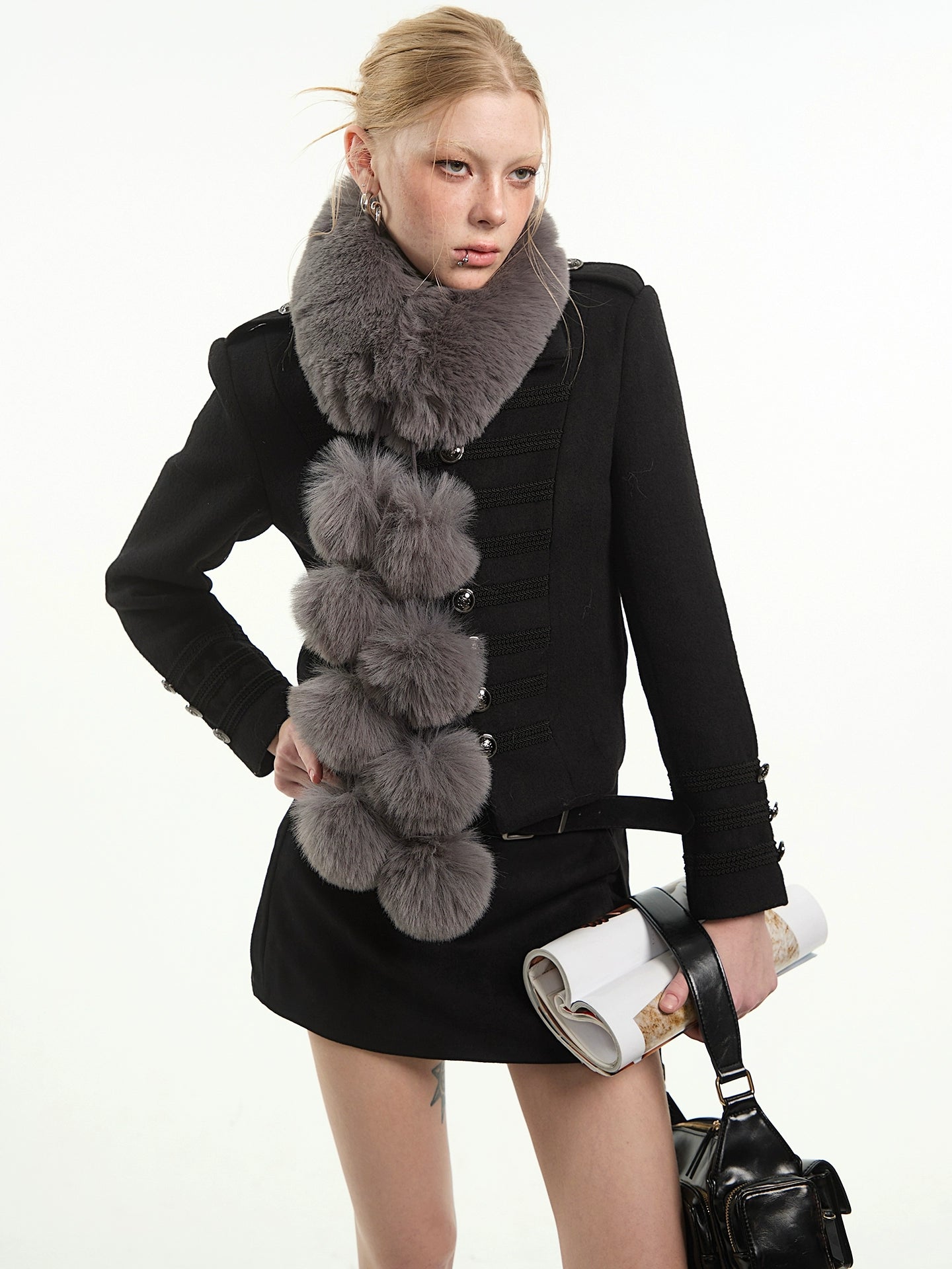 Faux Fox Fur Pom-pom Scarf