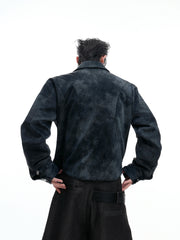 【25s Aug.】Pearl Deconstructed Textured Cropped Leather Jacket