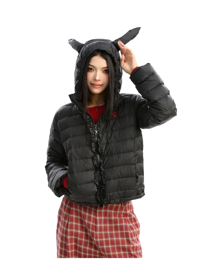 【25s Dec.】Sweet Little Devil Horn Hooded Down Jacket