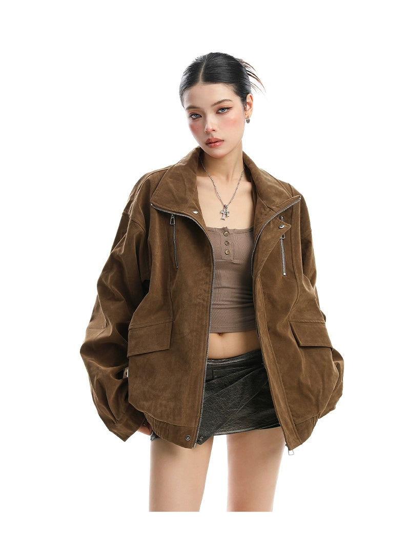 【25s Nov.】Stand-up Collar Suede Jacket