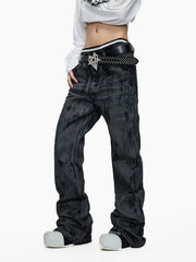 Hand-Waxed Stacked Flared Denim Jeans