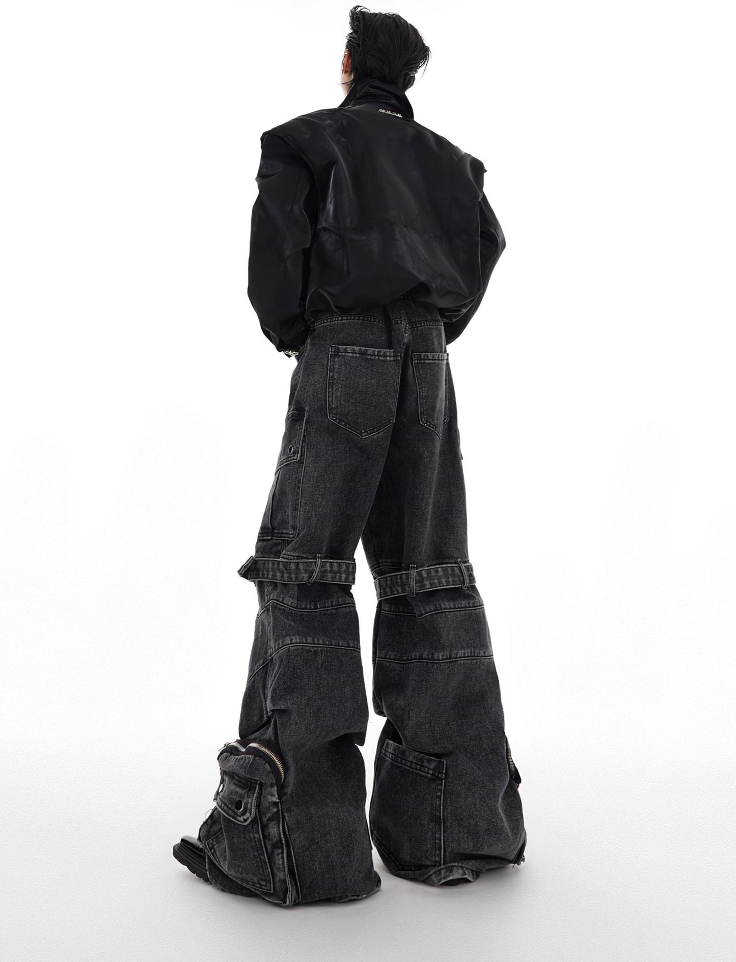 【24s January.】Washed deconstructed multi-pocket jeans