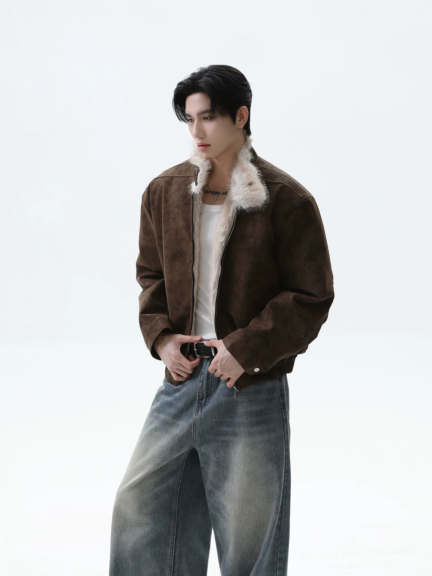 【26s Jan.】Eagle-Embroidered Harrington Padded Fur-Collar Jacket