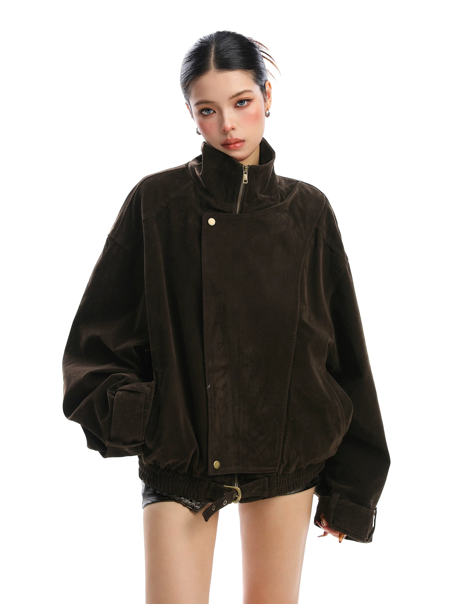 【25s Nov.】Suede Deconstructed Stand-up Collar Coat