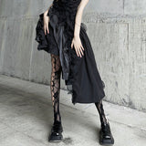 Rose Hollow Mesh Black Stockings